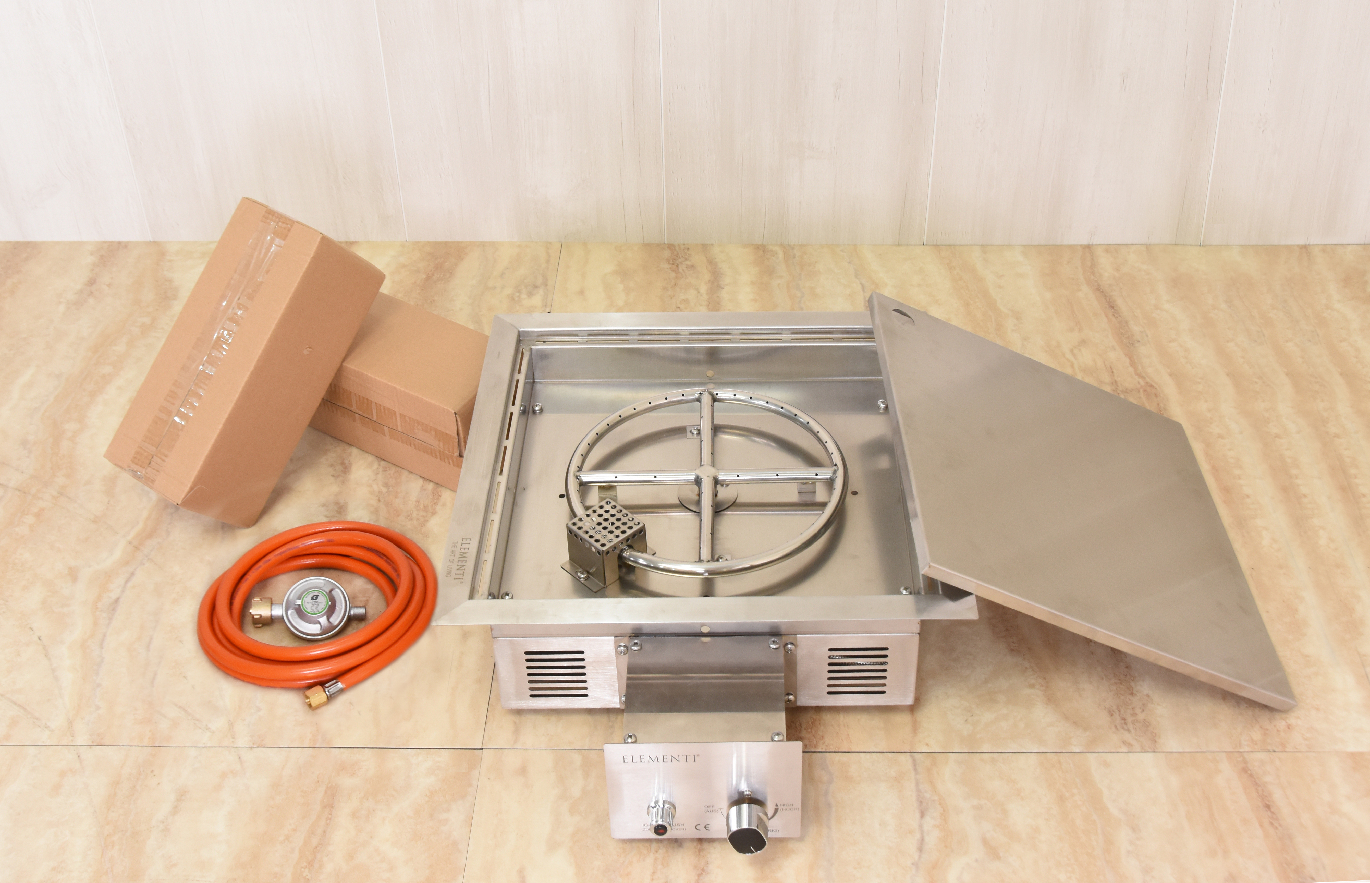 Gardenforma Einbau Gasbrenner für Gas Feuerstelle - quadratisch