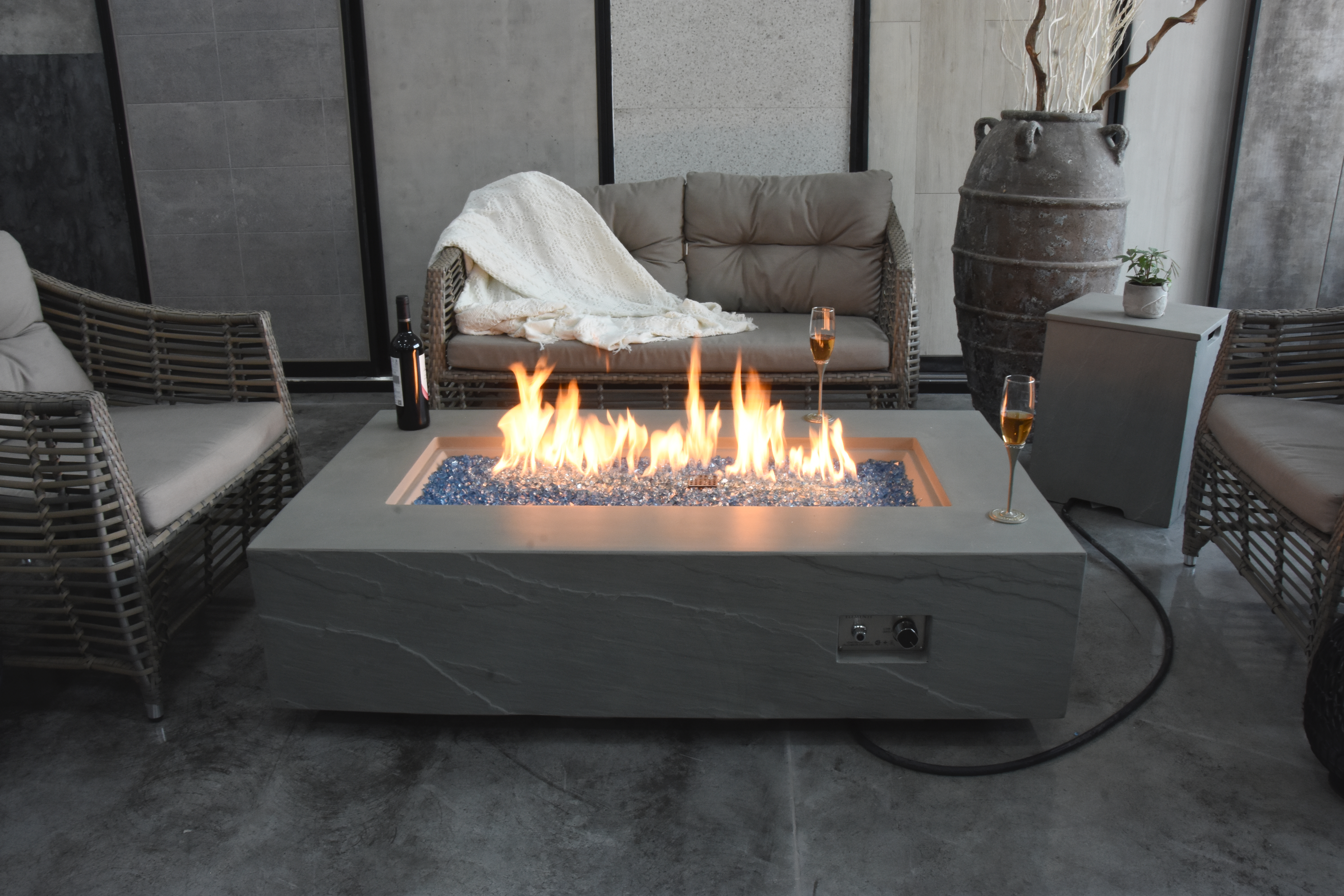 Gardenforma Gas Feuerstelle Colorado Sandstein-Optik grau