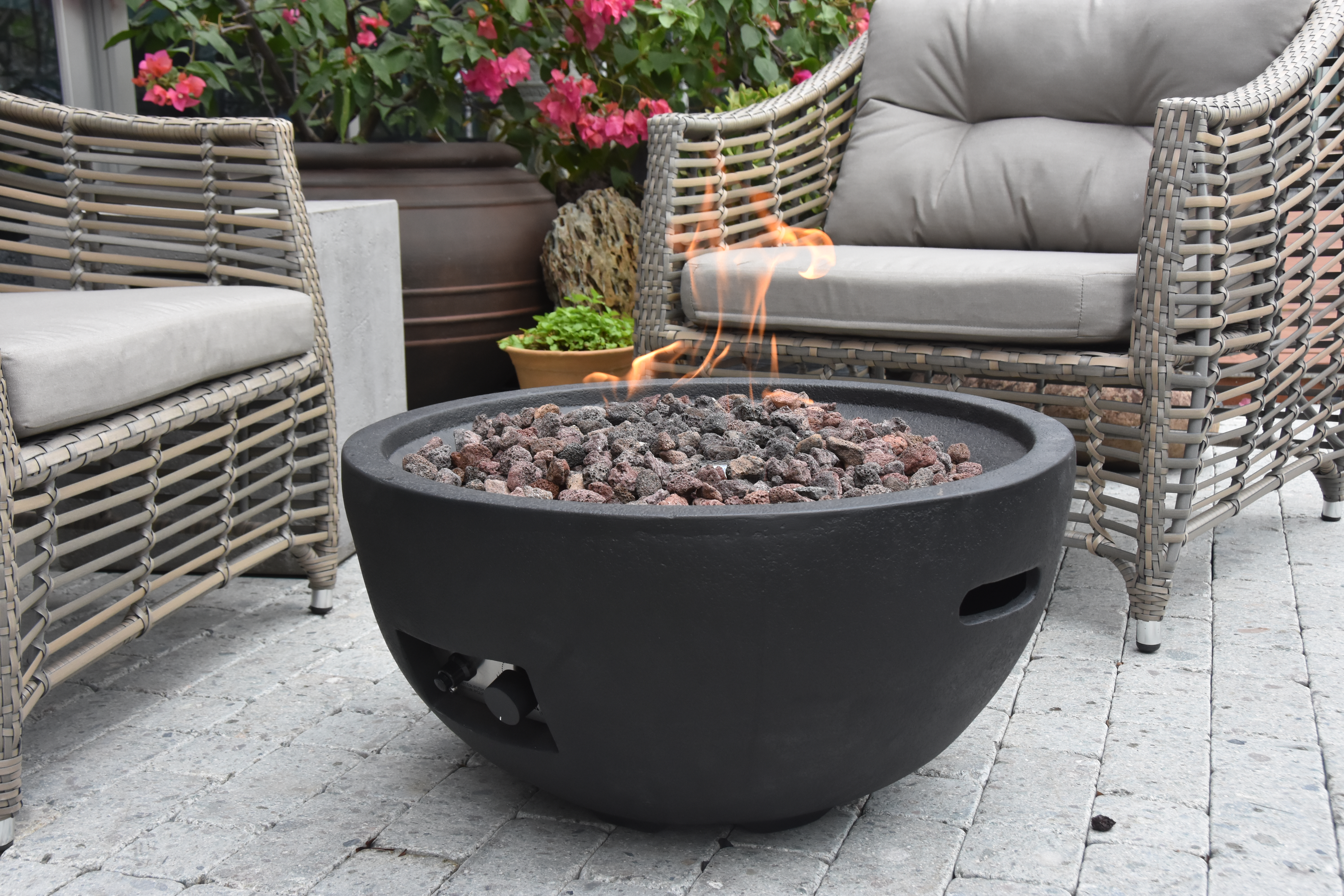 Gardenforma Gas Feuerstelle Jefferson Beton-Optik schwarz