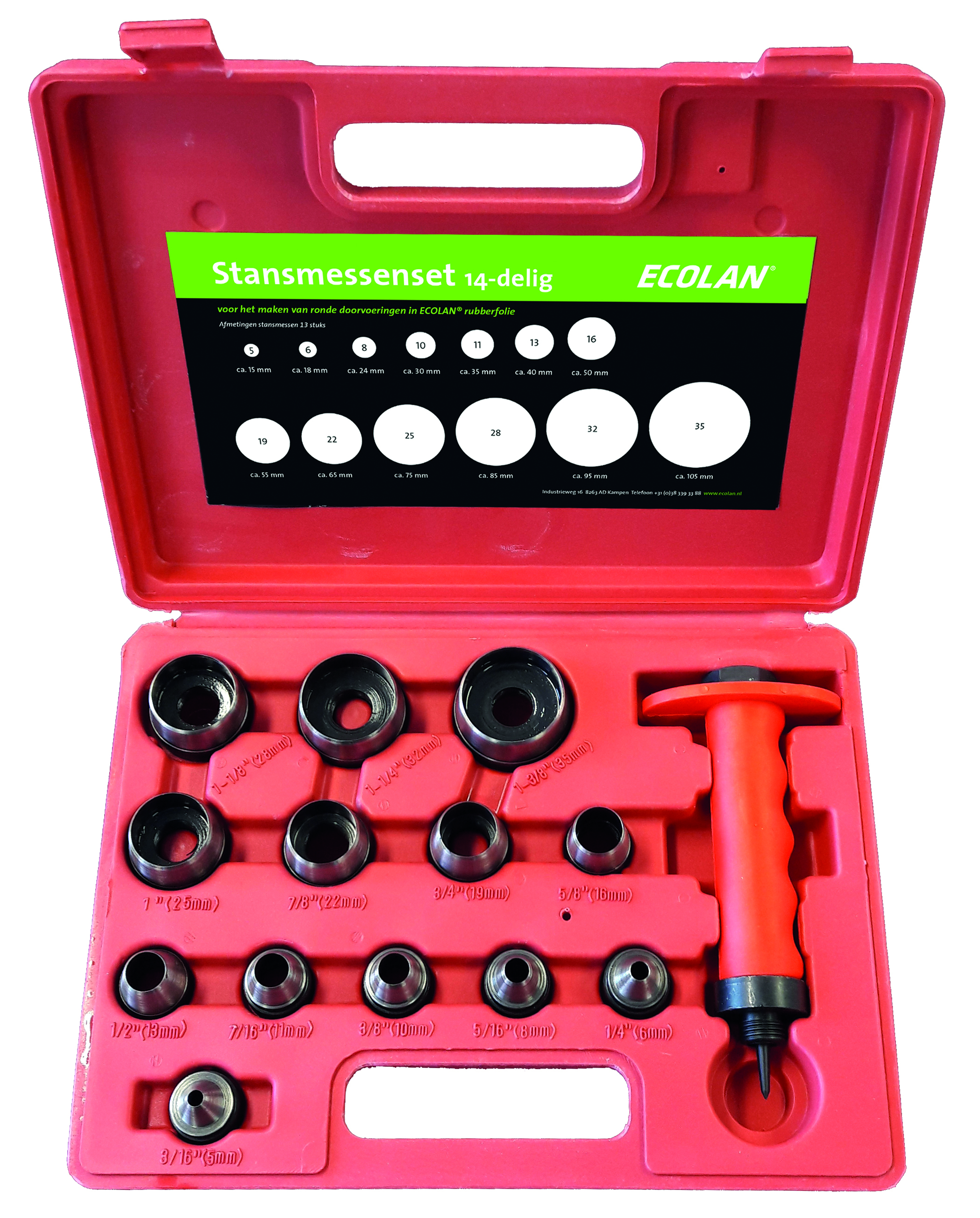 ECOLAN® Stanzmesser-Set Ø 15 - 95 mm, 13- teilig