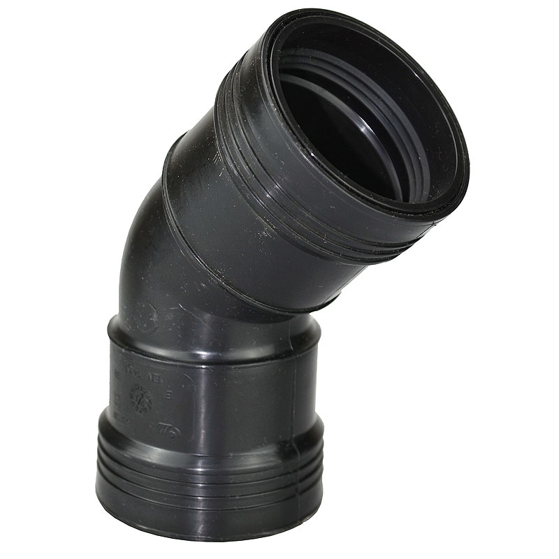 Heissner Steck-Bogen 45° (PP), 50mm, Gummidichtung (Z723-00)