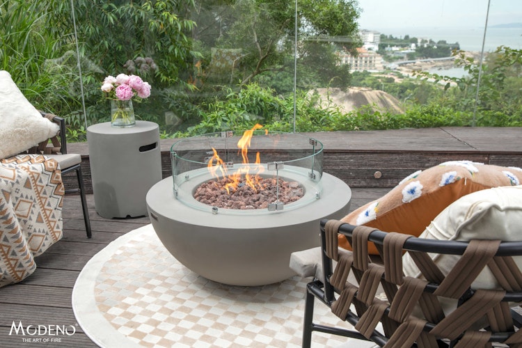 Gardenforma Gas Feuerstelle Roca in grauer Betonoptik