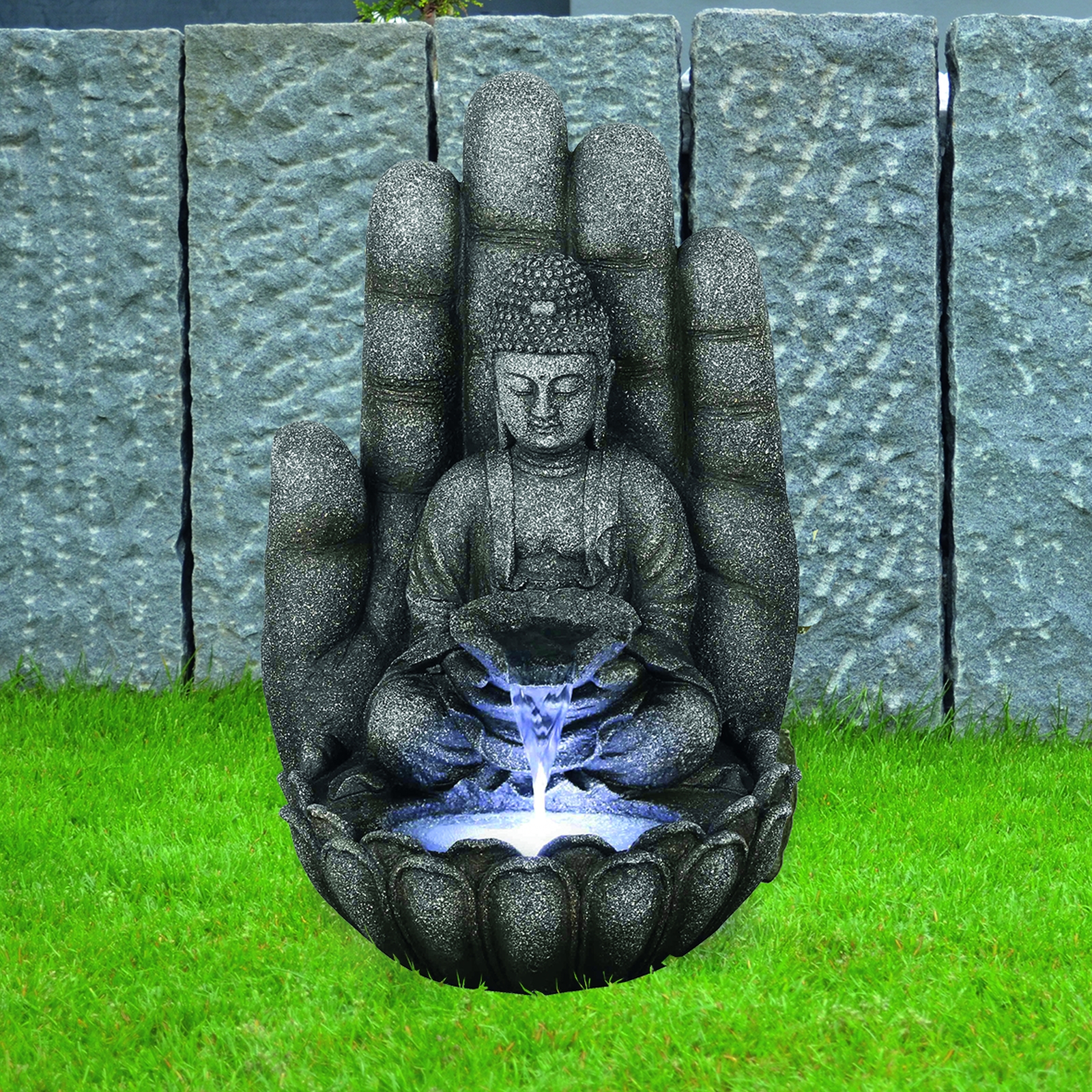 Gardenforma Wasserspiel Buddha Calm, Polyresin inkl. Pumpe
