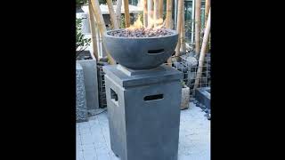 Gardenforma Gas Feuerstelle Kupe, Beton-Optik dunkelgrau, aus Faserbeton